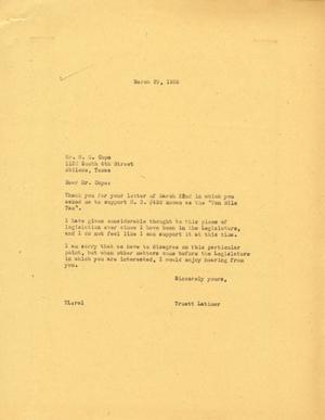 [Letter from Truett Latimer to W. O. Cope, March 29, 1955]