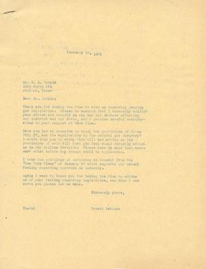 [Letter from Truett Latimer to C. E. Botkin, February 10, 1955]