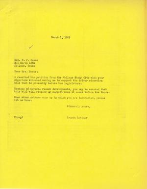 [Letter from Truett Latimer to Mrs. O. P. Beebe, March 1, 1955]