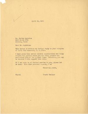 [Letter from Truett Latimer to Carlos Appleton, April 19, 1955]