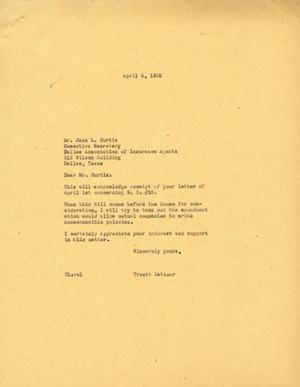 [Letter from Truett Latimer to Jack L. Curtis, April 4, 1955]