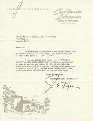 [Letter from J. E. Fryer to Members of the House of Representatives, 1955]