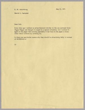 [Letter from Harris L. Kempner to R. M. Armstrong, May 31, 1971]