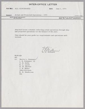 [Letter From H. L. Williams to All Concerned, June 1, 1973]