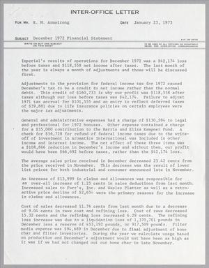 [Letter from Roy E. Henderson to R. M. Armstrong, January 23, 1973]
