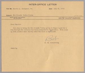 [Letter from R. M. Armstrong to Harris L. Kempner, Sr., July 12, 1972]