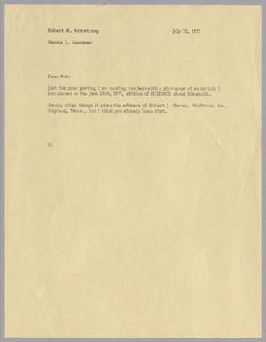 Primary view of object titled '[Letter from Harris L. Kempner to Robert M. Armstrong, July 22, 1971]'.