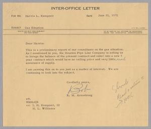 [Letter from R. M. Armstrong to Harris L. Kempner, June 21, 1971]