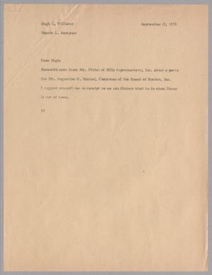 [Letter from Harris L. Kempner to Hugh L. Williams, September 19, 1973]