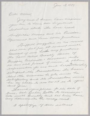 [Letter from Lyda Quinn to Harris Kempner, January 12, 1973]