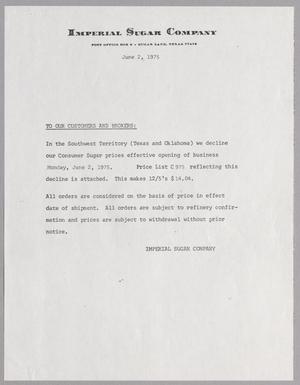[Letter from Imperial Sugar Company, List #C975, June 2, 1975]
