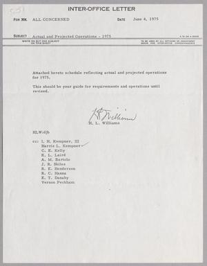 [Inter-Office Letter From H. L. Williams to All Concerned, June 4, 1975]