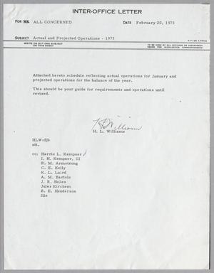 [Letter From H. L. Williams to All Concerned, February 20, 1973]