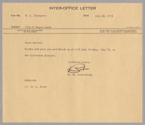 [Letter from R. M. Armstrong to H. L. Kempner, July 28, 1971]