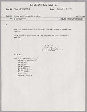 [Letter from H. L. Williams to All Concerned, December 2, 1975]