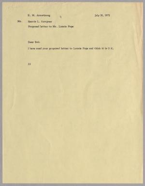 [Letter from Harris L. Kempner to R. M. Armstrong, July 19, 1972]