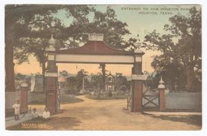 Primary view of object titled '[Entrance to Sam Houston Park]'.