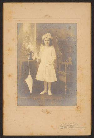 Primary view of object titled '[Young Girl Wearing Floral Veil]'.