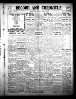 Record and Chronicle. (Denton, Tex.), Vol. 30, No. 26, Ed. 1 Thursday, February 1, 1912