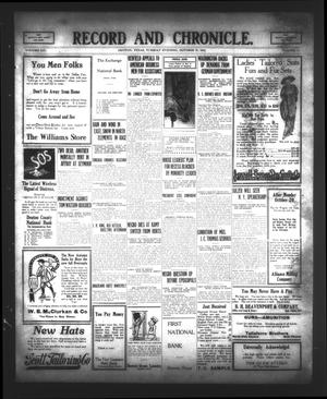 Record and Chronicle. (Denton, Tex.), Vol. 14, No. 58, Ed. 1 Tuesday, October 21, 1913