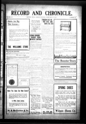Record and Chronicle. (Denton, Tex.), Vol. 15, No. 162, Ed. 1 Friday, February 19, 1915