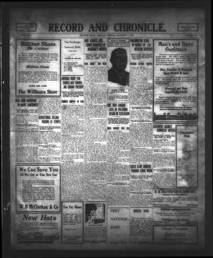 Record and Chronicle. (Denton, Tex.), Vol. 14, No. 51, Ed. 1 Monday, October 13, 1913