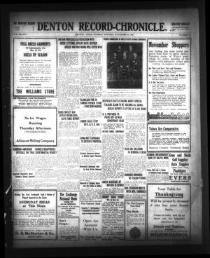 Primary view of object titled 'Denton Record-Chronicle. (Denton, Tex.), Vol. 16, No. 86, Ed. 1 Tuesday, November 23, 1915'.
