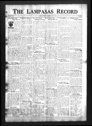Primary view of object titled 'The Lampasas Record (Lampasas, Tex.), Vol. 31, No. 15, Ed. 1 Thursday, November 18, 1937'.