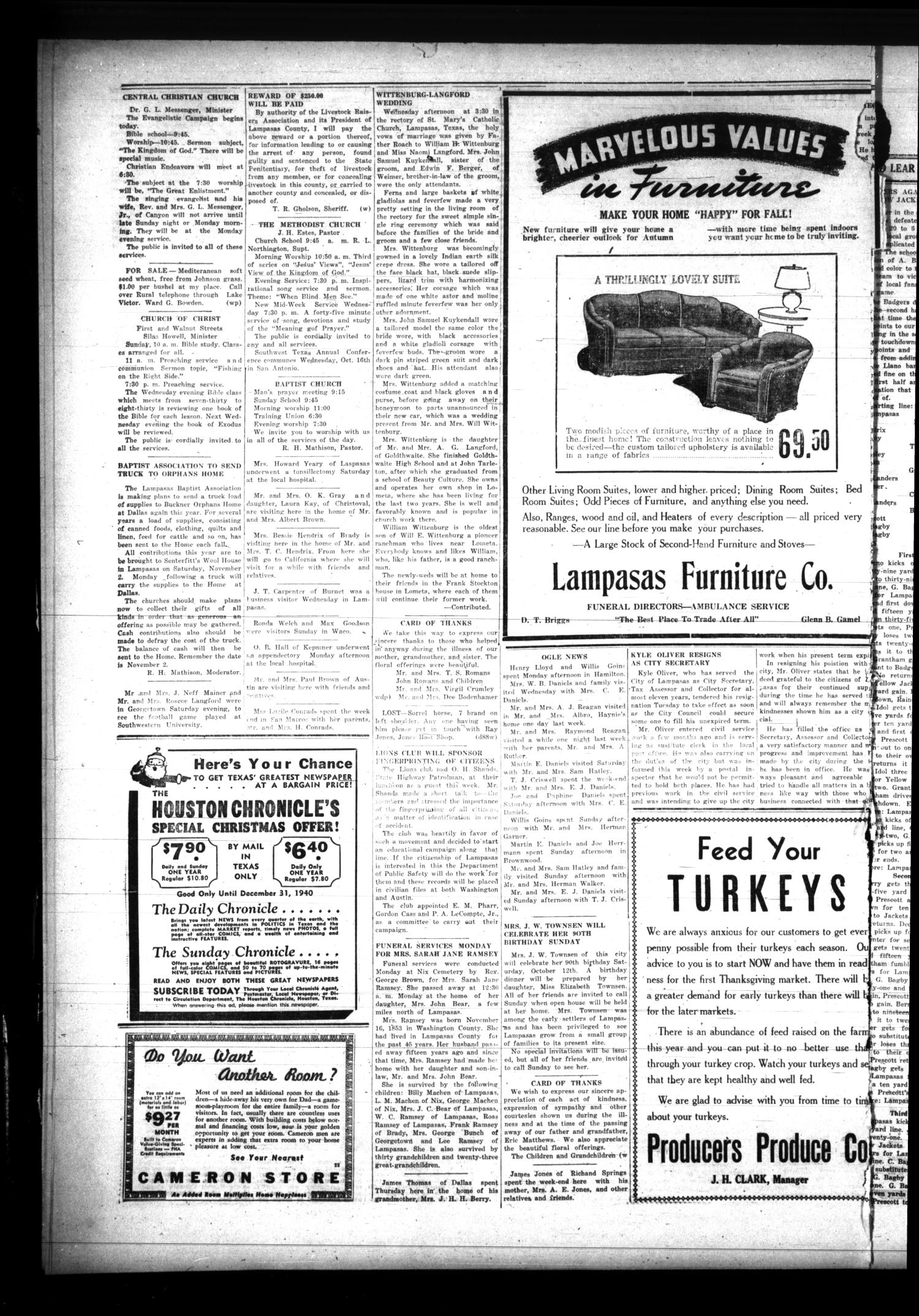 The Lampasas Leader (Lampasas, Tex.), Vol. 53, No. 1, Ed. 1 Friday, October 11, 1940
                                                
                                                    [Sequence #]: 4 of 4
                                                