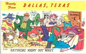 Primary view of object titled '['Saturday Night Out West' Postcard]'.