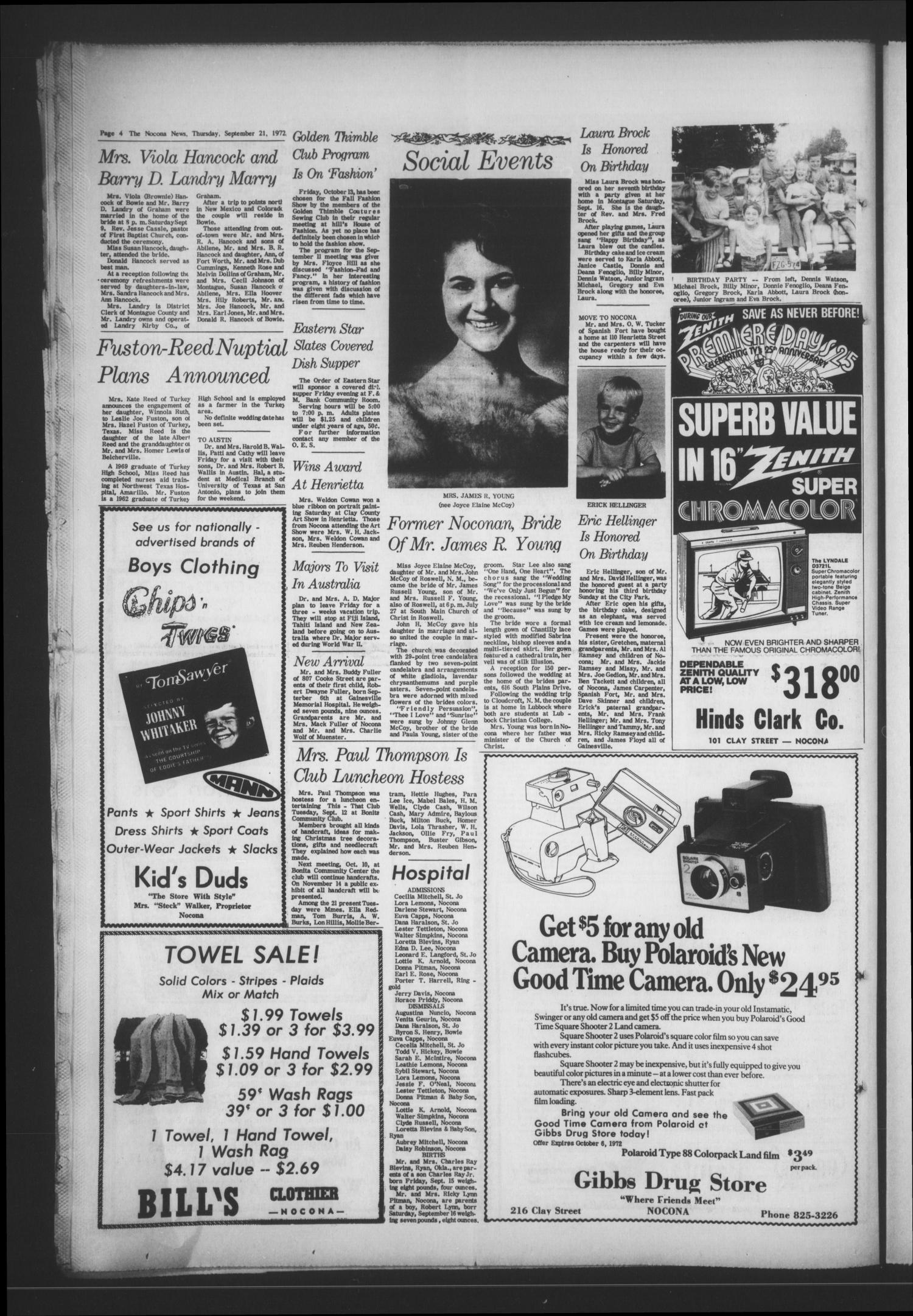The Nocona News (Nocona, Tex.), Vol. 68, No. 17, Ed. 1 Thursday, September 21, 1972
                                                
                                                    [Sequence #]: 4 of 12
                                                