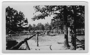 Primary view of object titled '[Men at work in Civilian Conservation Corps Camp]'.