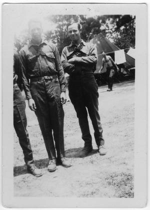 Primary view of object titled '[Men pose in the Pineland CCC camp]'.