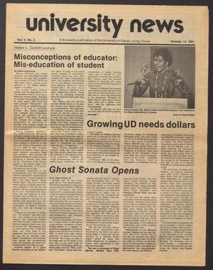 Primary view of object titled 'University News (Irving, Tex.), Vol. 5, No. 3, Ed. 1 Wednesday, October 14, 1981'.