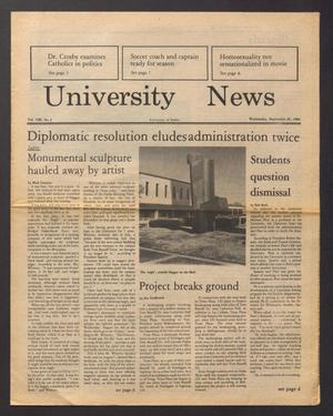 Primary view of object titled 'University News (Irving, Tex.), Vol. 8, No. 2, Ed. 1 Wednesday, September 26, 1984'.
