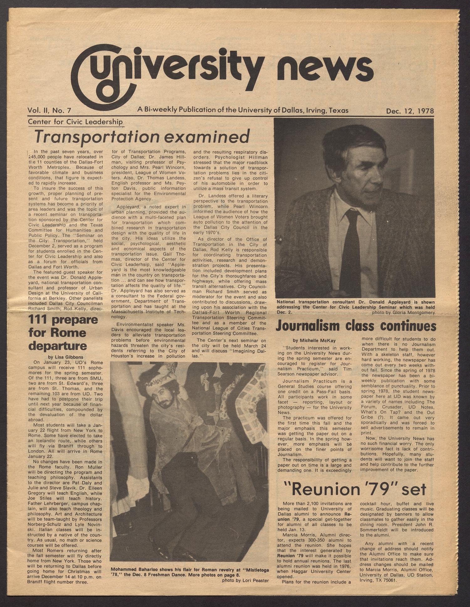 University News (Irving, Tex.), Vol. 2, No. 7, Ed. 1 Tuesday, December 12,  1978 - The Portal to Texas History