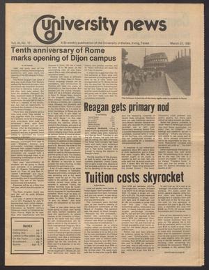 Primary view of object titled 'University News (Irving, Tex.), Vol. 3, No. 10, Ed. 1 Thursday, March 27, 1980'.