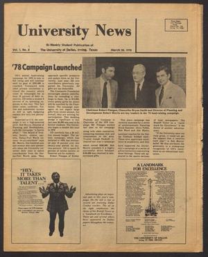 Primary view of object titled 'University News (Irving, Tex.), Vol. 1, No. 9, Ed. 1 Tuesday, March 28, 1978'.