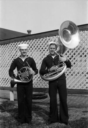 [Two Sailors Holding Musical Instruments]