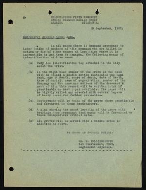 [Orders for the Burial of Deceased Marines, 29 September 1927]