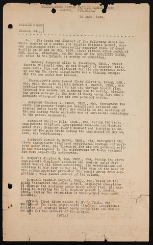 Primary view of object titled '[Order Recognizing Marines' Actions in Battle, 14 June 1928]'.