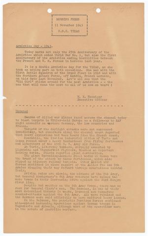 Primary view of object titled 'Morning Press (U. S. S. Texas), Ed. 1 Thursday, November 11, 1943'.