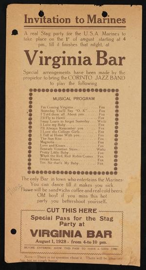 Primary view of object titled '[Flyer for "Stag Party" at Virginia Bar in Managua]'.