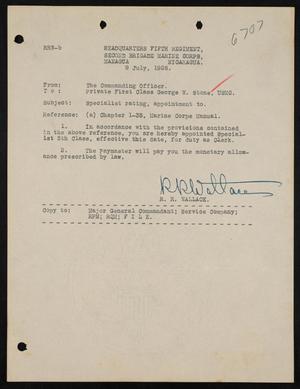 [Letter from R. R. Wallace to George W. Stone, 9 July 1928]