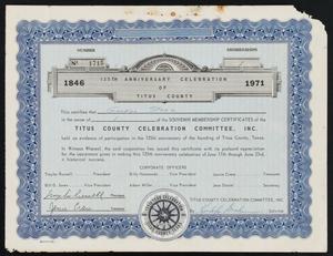 Primary view of object titled '[Certificate from the 125th Anniversary Celebration of Titus County]'.