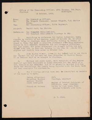 Primary view of object titled '[Letter from N. W. Shaw to Second Brigade Commander, USMC, 13 October 1928]'.