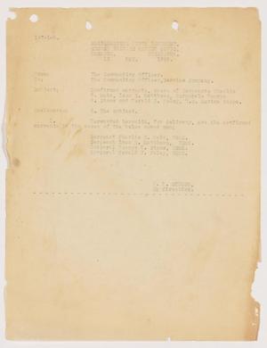 Primary view of object titled '[Letter from Capt. F. D. Strong to Commander of Service Co., 5th Marine Reg., 13 May 1929]'.