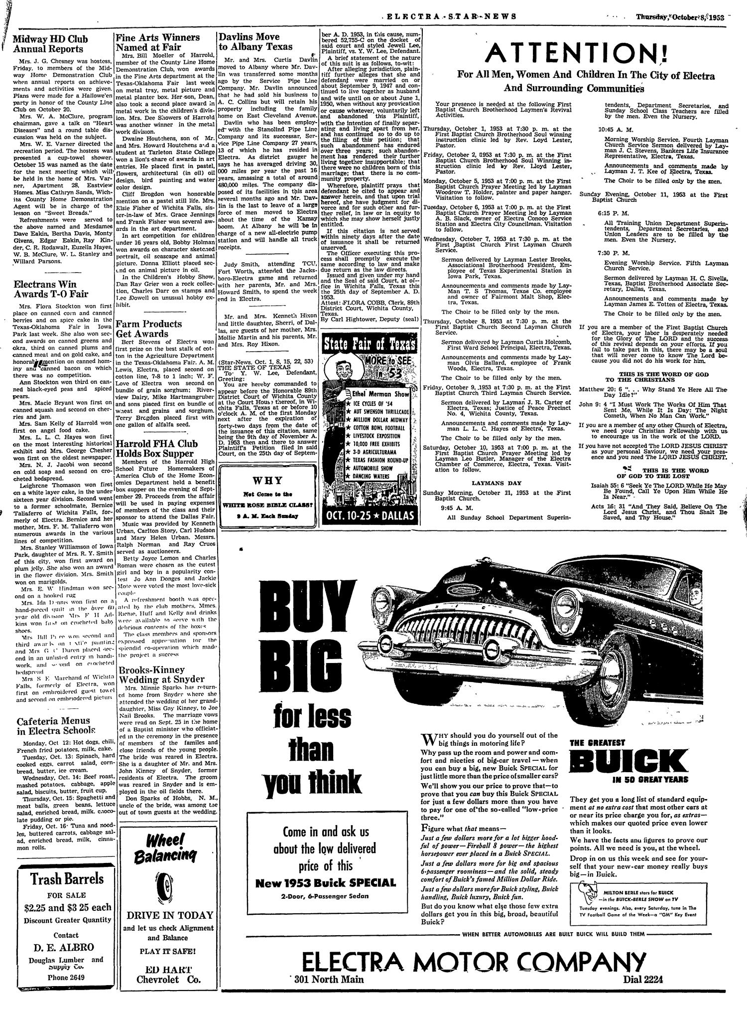 Electra Star-News (Electra, Tex.), Vol. 1, No. 39, Ed. 1 Thursday, October 8, 1953
                                                
                                                    [Sequence #]: 2 of 12
                                                