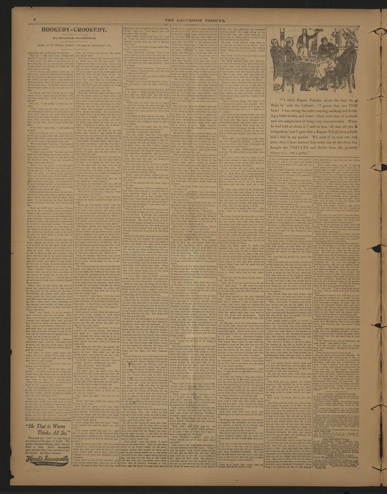 Galveston Tribune. (Galveston, Tex.), Vol. 20, No. 240, Ed. 1 Saturday, August 25, 1900
                                                
                                                    [Sequence #]: 2 of 8
                                                