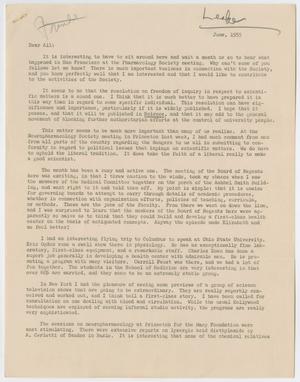 Primary view of object titled '[Letter from Dr. Chauncey D. Leake, June 1955]'.